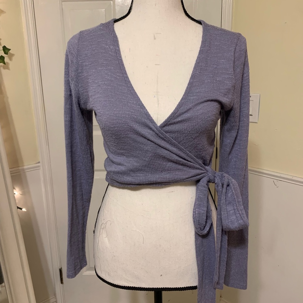 Purple Sweater Wrap Top